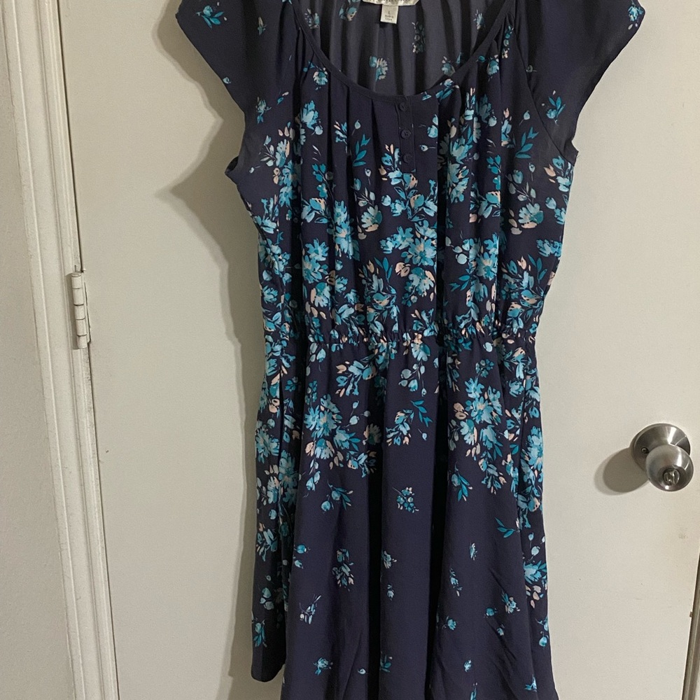 Lauren Conrad Blue Floral Dress SIZE L